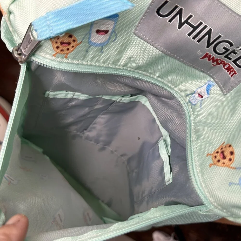 Unhinged By Jansport Mint Backpack With Milk & Cookies Print Adjustable Straps - Picture 11 of 14